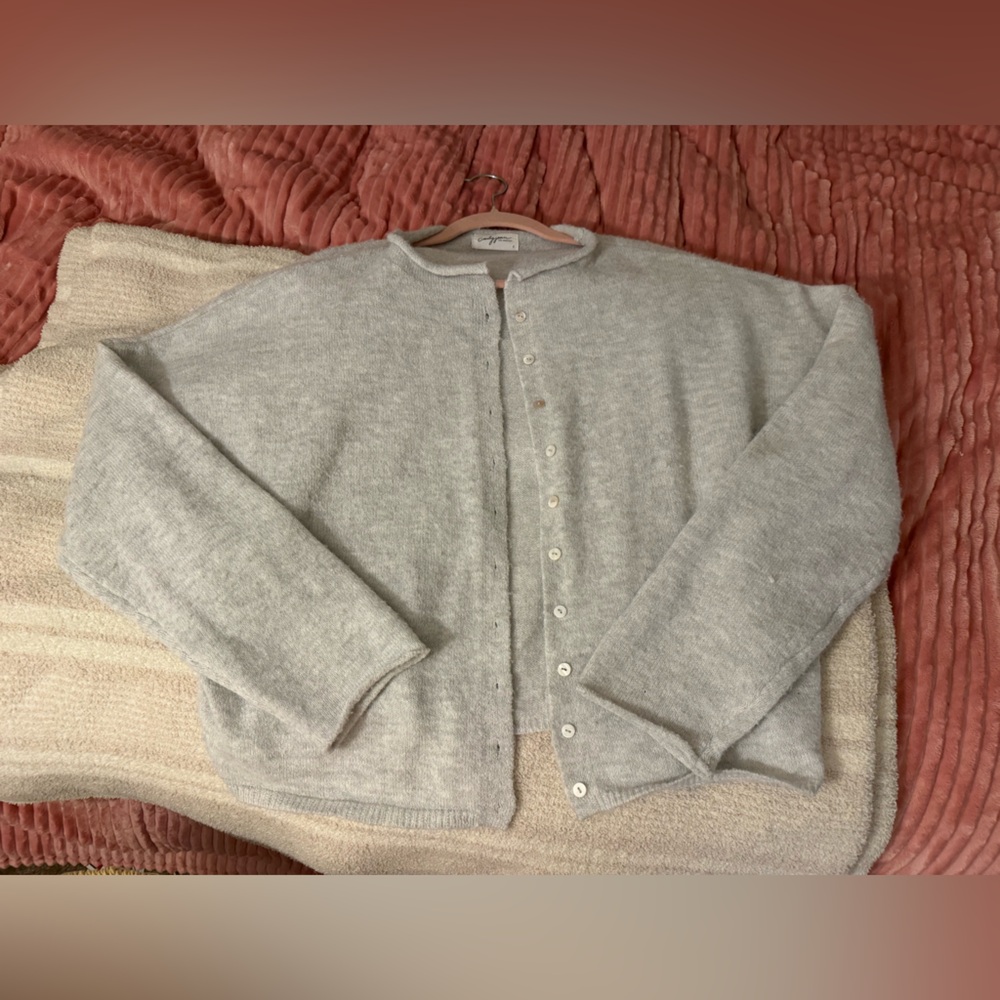 Carly Jean LA grey button up sweater